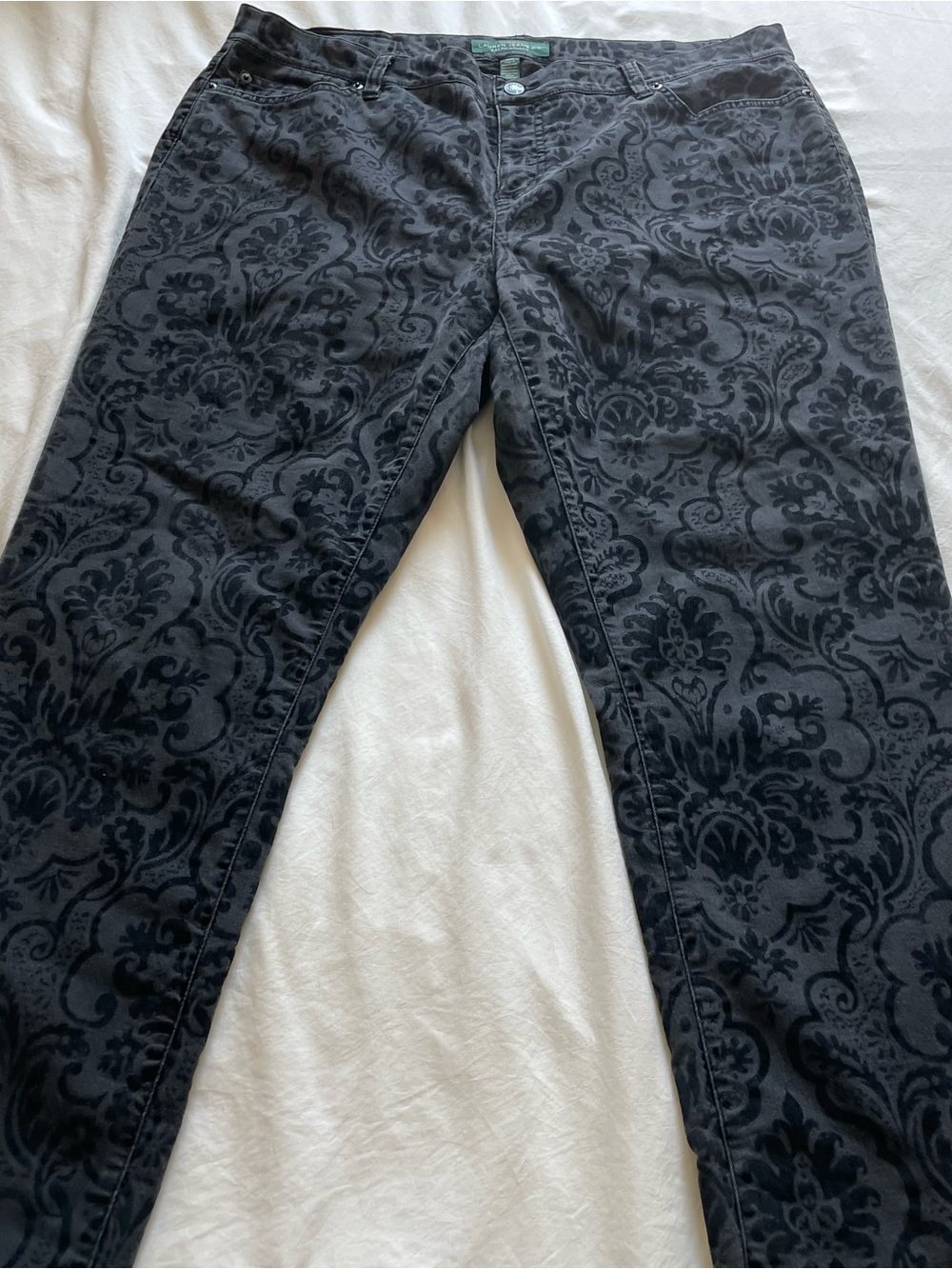 Ralph Lauren Jeans Company Black Damask Patterned Pants 16W